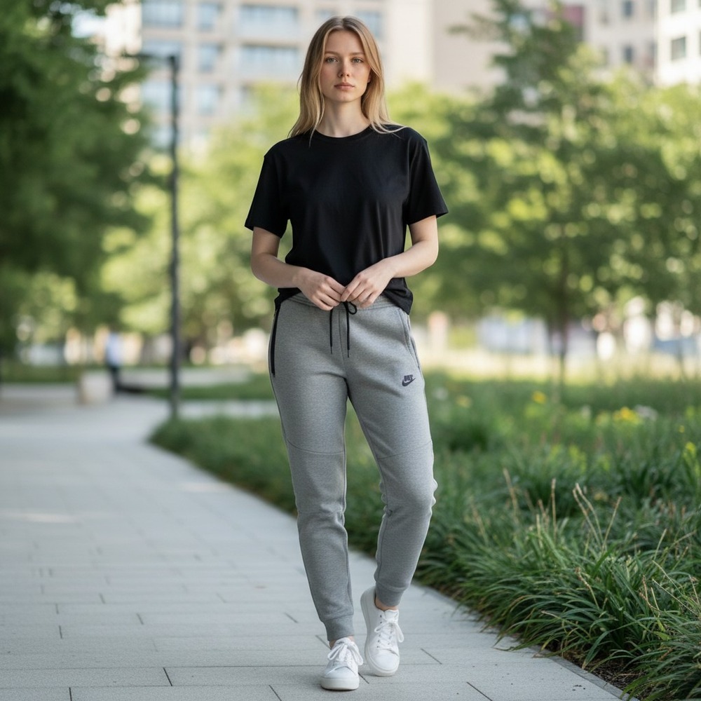 Nike Tech Fleece Joggers Womens Medium Grey Excellent Tapered Sweatpants